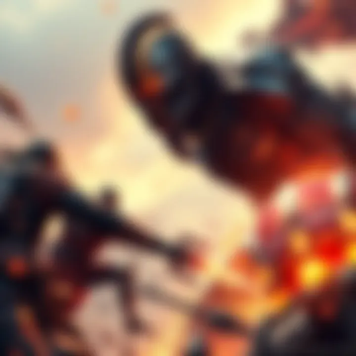 The Armored Titan engaged in combat, showcasing its muscular form and armored skin against scouts and other Titans, with thunder spears visible in the background.