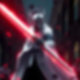 An Arrancar standing in a fierce pose, showcasing their distinct mask and sword, highlighting the contrast between Mock and True Arrancars.