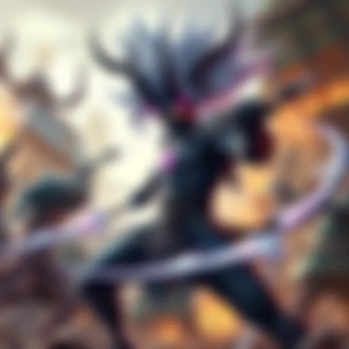 A fierce character with wild hair used as a weapon and armor, showcasing a dynamic fighting stance amidst a battle scene in Hueco Mundo.