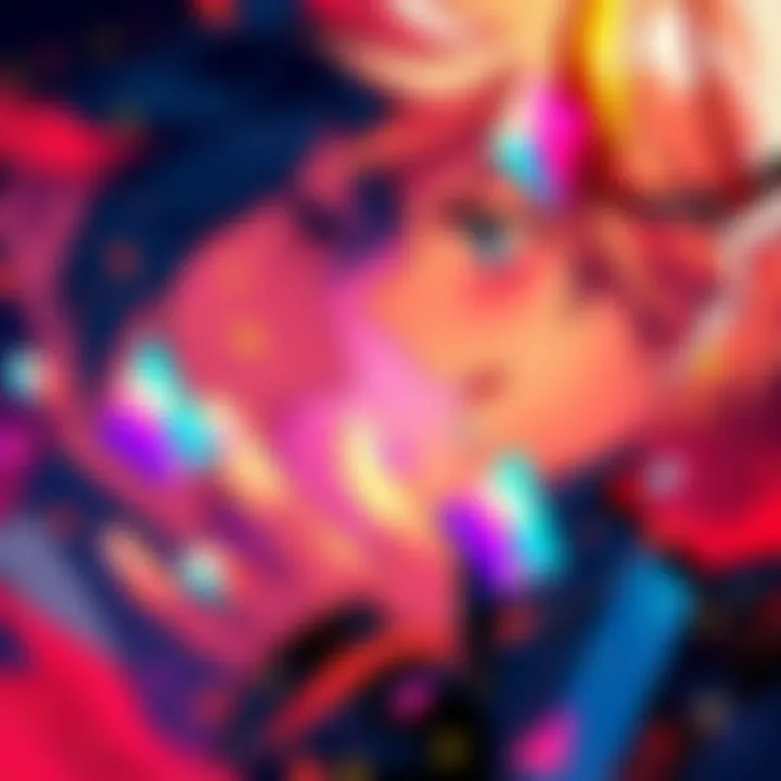 Colorful artwork portraying a heated moment between two characters, Ren and Yang, capturing the intensity of their argument through abstract shapes and vivid colors.