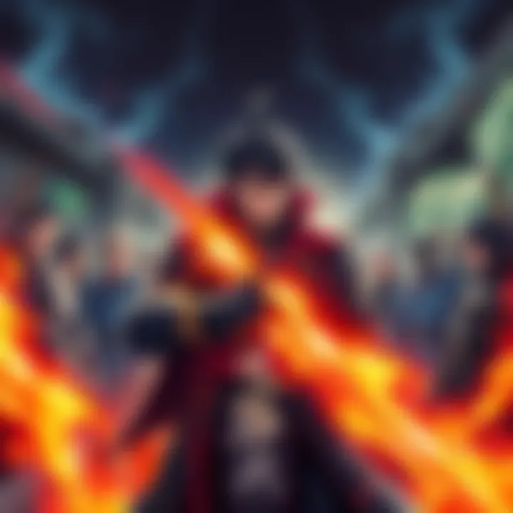 Arthur from FIRE FORCE ready for battle Arthur holding his sword, facing off against multiple characters from the Black Clover universe