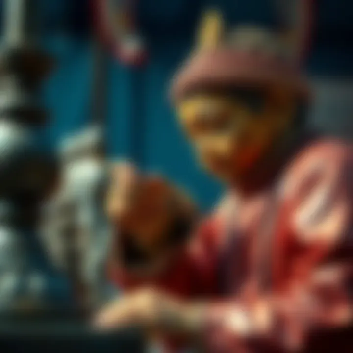 An artisan carefully hand painting the Childhood L statue, focusing on detailed features and vibrant colors.