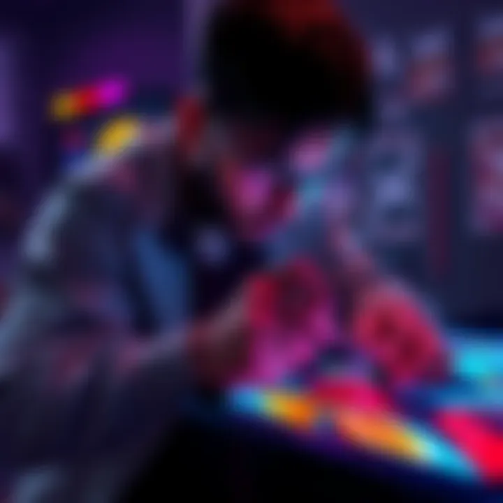 An artist adjusting pen pressure settings on a tablet using Ibis Paint application