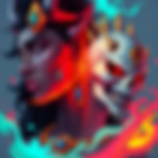 A colorful illustration of the artist's controversial Indra OC alongside The Jonkler of Death, showing their unique designs and rivalry.