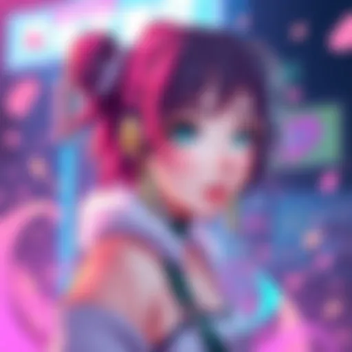 A vibrant fan-made illustration of Makima, showcasing her unique design and style, surrounded by colorful effects that highlight creativity.