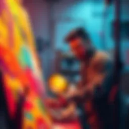 Artistic Collaboration Asa and Masoq095 working together on a colorful artwork, showcasing their creative vision with paint and brushes.