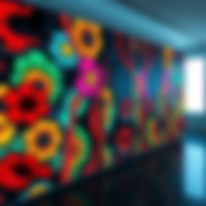 A colorful art panel displaying distorted shapes and colors that represent the perception of beauty affected by schizophrenia