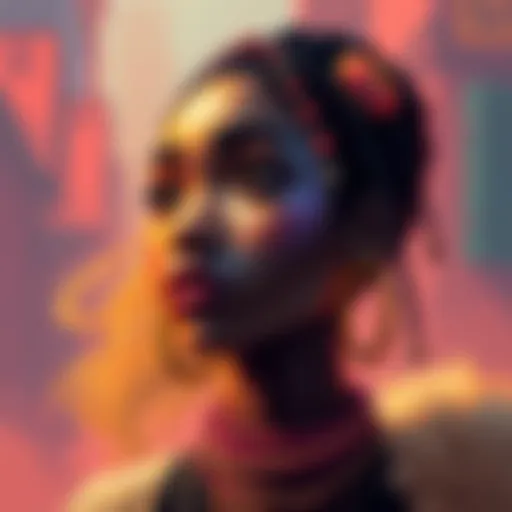 A creative interpretation of the character Makima, showcasing her distinct features and style in a colorful artwork.