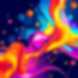 An abstract illustration showcasing vibrant colors and shapes that represent creativity and artistic vision, inspired by Reze