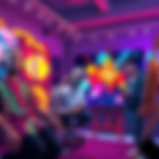 A group of artists passionately working on vibrant power art pieces, showcasing their creativity and innovative expressions in a studio setting.