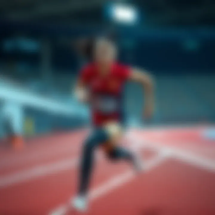 Asa running on a track, showcasing her unique running style with determination on her face.