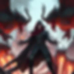 Asa stands confidently, surrounded by powerful daemons, while Yuru looks on, appearing uncertain and overwhelmed