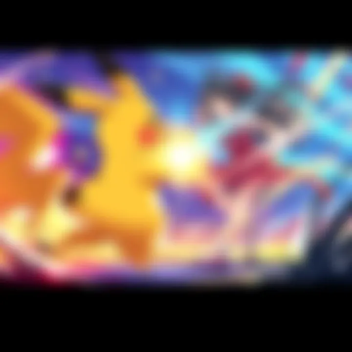 Ash Ketchum and Megumi Fushigoro face off in an intense battle scene, showcasing their abilities and strategies in a vibrant environment.