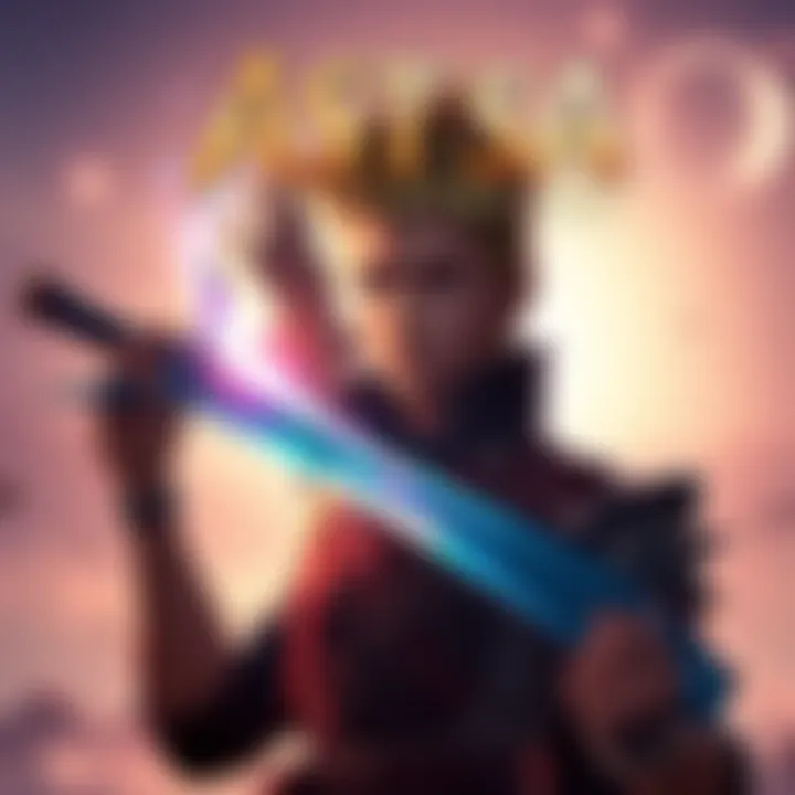 Asta stands confidently with his anti-magic sword raised, showcasing his determination and strength against a bright backdrop. His expression reflects growth and newfound respect among peers.