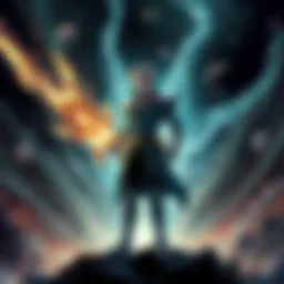 Asta stands confidently, ready to unleash the powerful Equinox Slash, surrounded by a dramatic backdrop of swirling energy and dark skies.