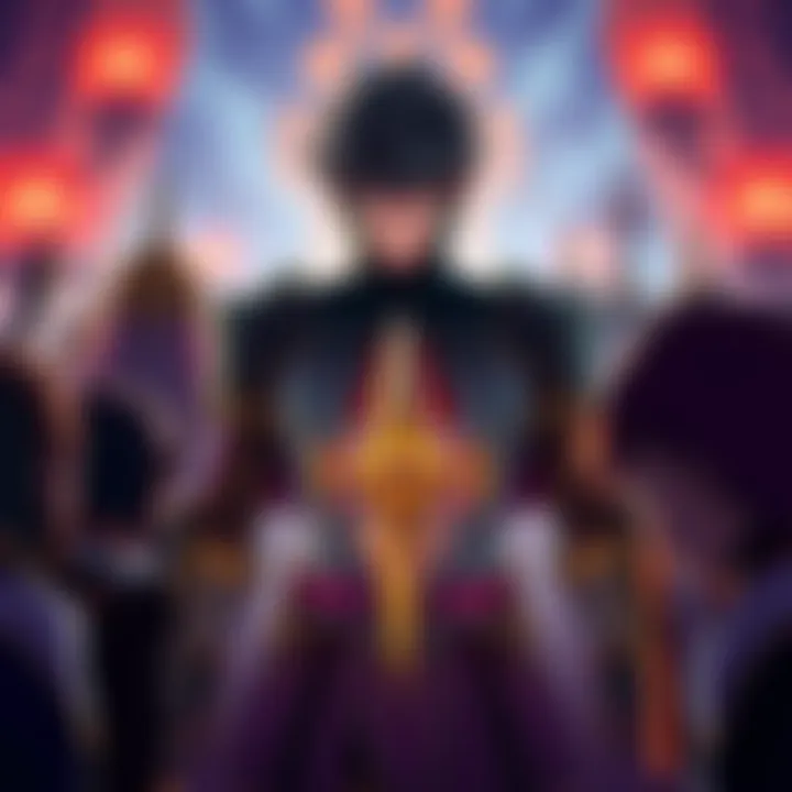 Asta standing strong amidst critics representing noble knights and social class debates, emphasizing his unique anti-magic ability