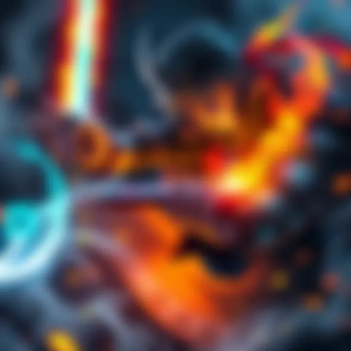 Asta attacking a glowing grimoire with a sword during a magical battle