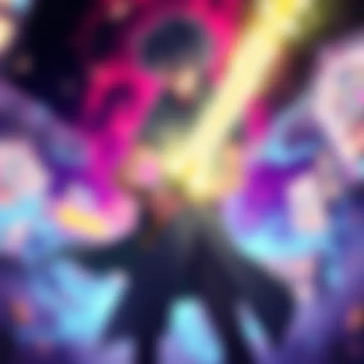 Asta stands confidently with his anti-magic sword, radiating energy that disrupts magical forces around him.