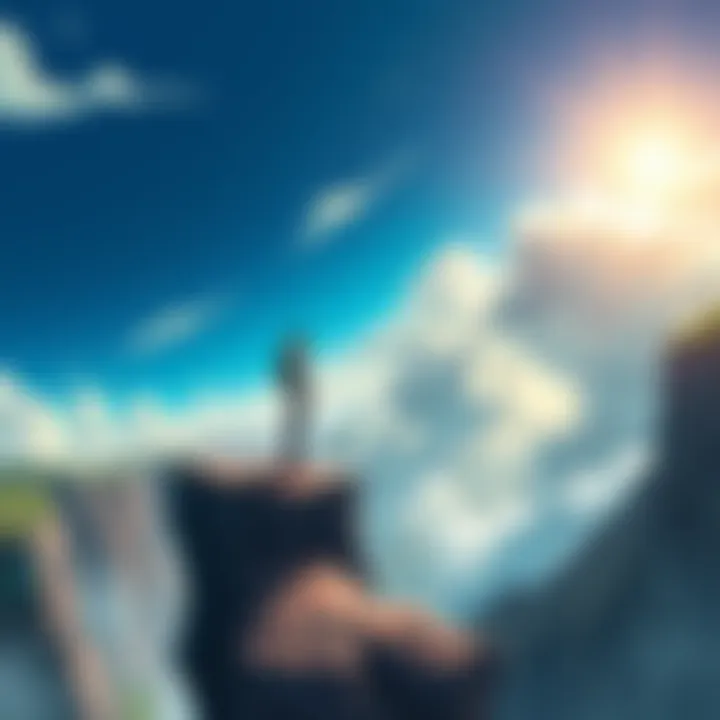 Asta contemplating on a cliff Asta stands on a cliff, looking down with a thoughtful expression, symbolizing his character challenges in Black Clover's final arc