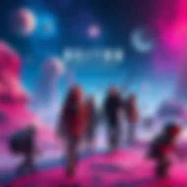 Astra Lost in Space Scene A group of characters exploring a distant planet with vibrant colors and strange landscapes in the background