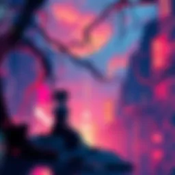 Asuka's Short Story Representation A scene depicting Asuka reflecting on her emotions, surrounded by abstract imagery representing her struggles and growth, symbolizing her journey in the narrative.