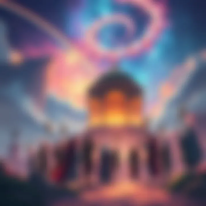 A vibrant scene of Athena's Sanctuary, showcasing Saints gathered together under a starry sky, ready to defend their realm against looming threats.