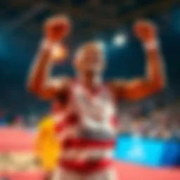 Athlete celebrating a comeback Renowned athlete celebrates a comeback after a successful match, showcasing their skills and determination.