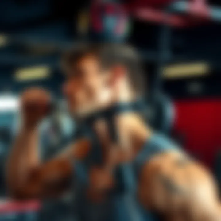 An athlete performing neck exercises using a resistance band in a gym setting