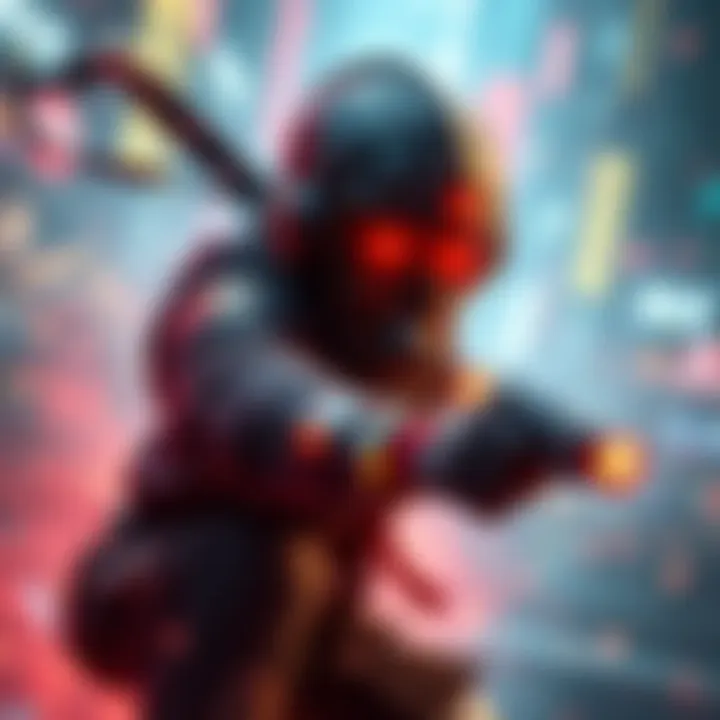 Atomic Ninja in Action A dynamic character reminiscent of a ninja with tech elements, showcasing a futuristic gaming environment.