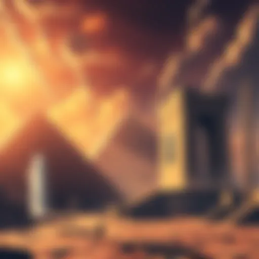 A scene depicting titans from Attack on Titan alongside ancient pyramids and mysterious art, symbolizing the link between the anime and real-life historical events.