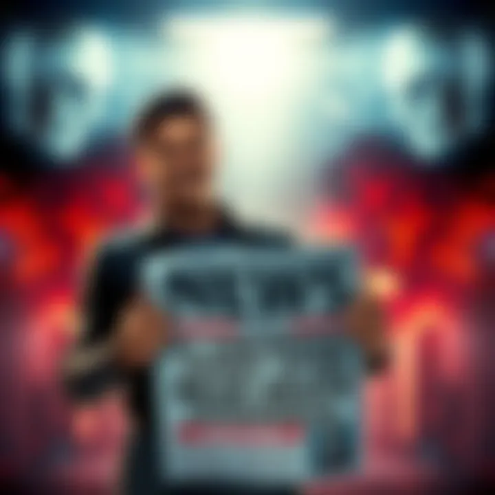 AU Diego stands confidently, smirking while holding a news headline about Johnny's near-death experience, with an intense background representing rising tensions.