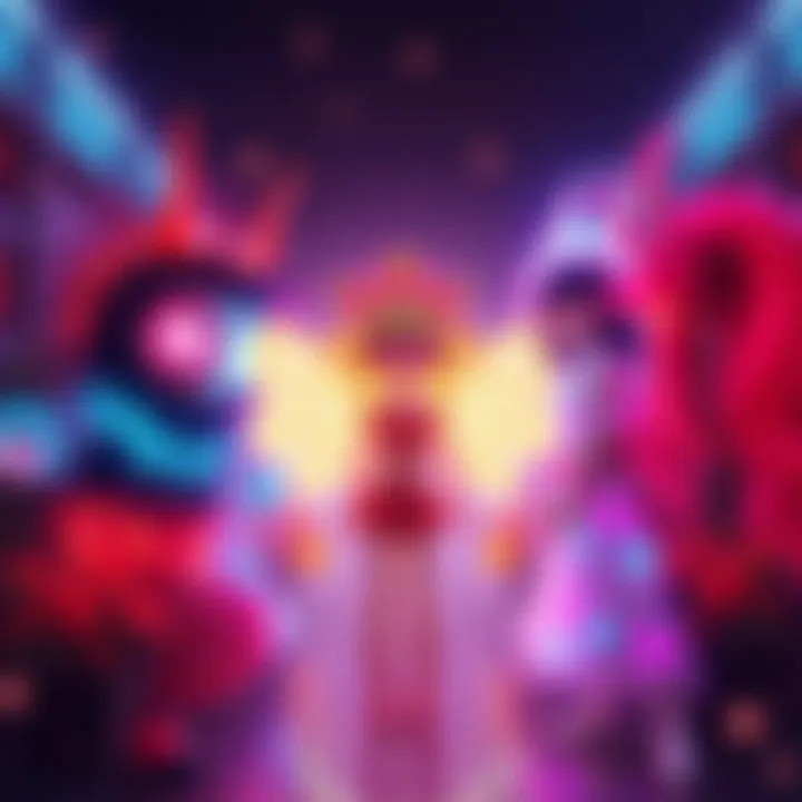 Colorful virtual characters expressing bold styles and unique auras in an online space