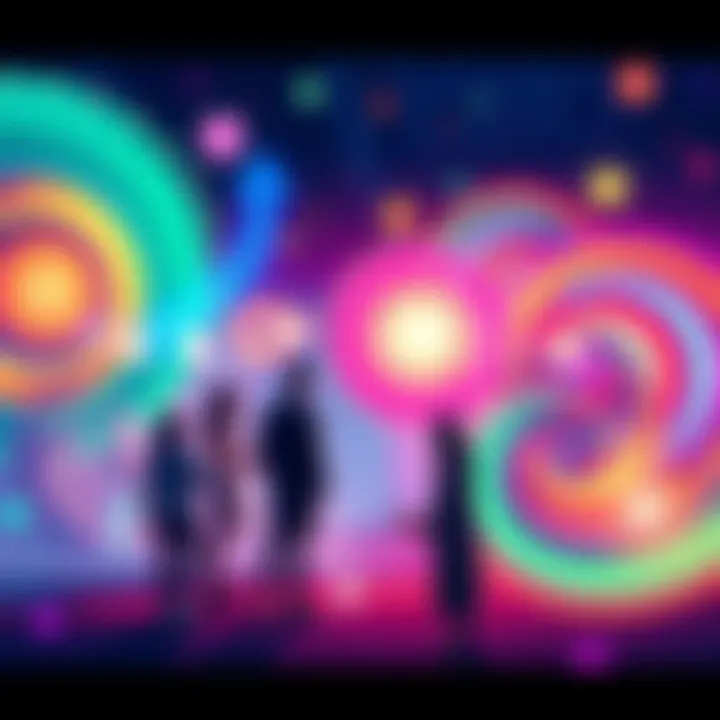 A vibrant illustration showing swirling colorful auras representing the 100000 Aura phenomenon, with people interacting and experiencing the energy around them.