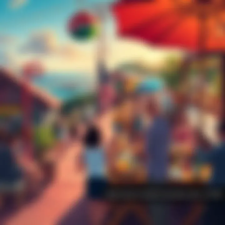 A vibrant scene showcasing Australian food, local traditions, and people enjoying outdoor life.