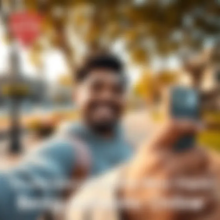 Person sharing authentic moments online A person smiling while taking a selfie in a park, showcasing genuine moments on social media, representing authenticity in the digital space.