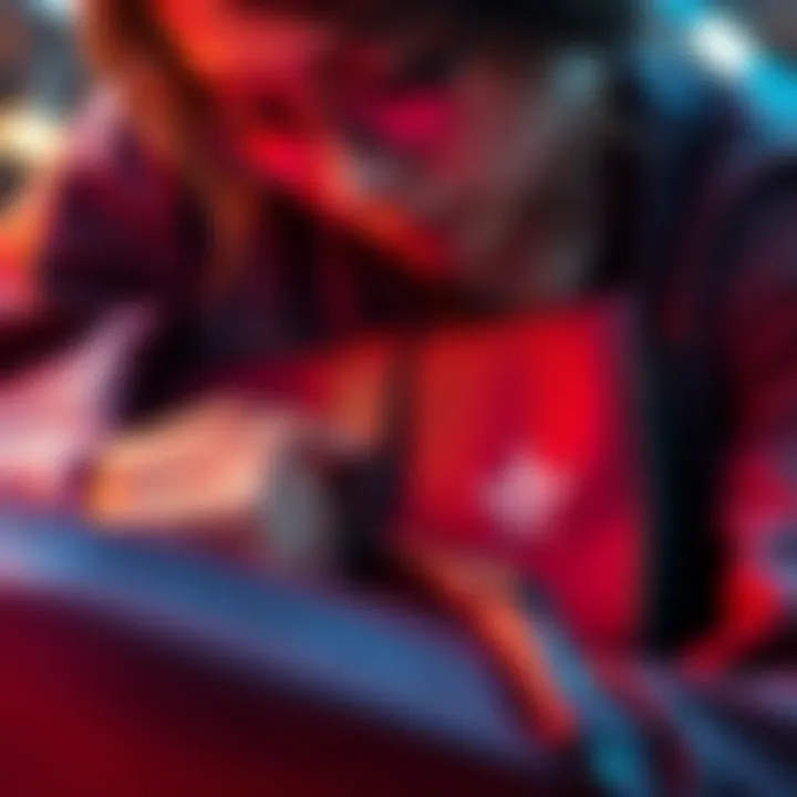 A person examining a luxury handbag for authenticity, looking closely at the stitching and logo.