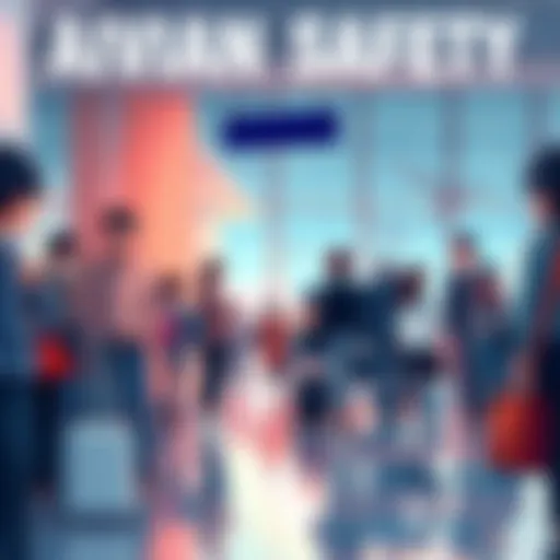 People discussing aviation safety and cultural perspectives in a public setting, with focus on Japan's air travel practices.