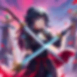 Ayaka, a warrior character, stands ready for battle in a fantastical setting, dressed in armor with a sword in hand, showcasing her strength and determination.