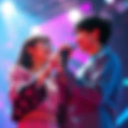 AZKi and Hoshimachi Suisei Performing Together AZKi and Hoshimachi Suisei on stage, singing together with colorful lights in the background, celebrating their 3 million views milestone.
