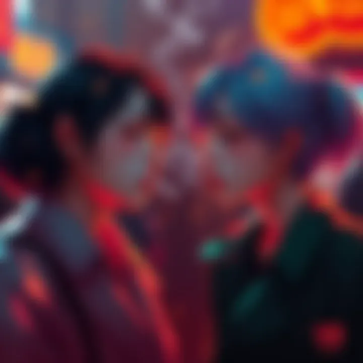 Baji and Chifuyu share a cigarette with creative lighting effects, showcasing two different hairstyles.