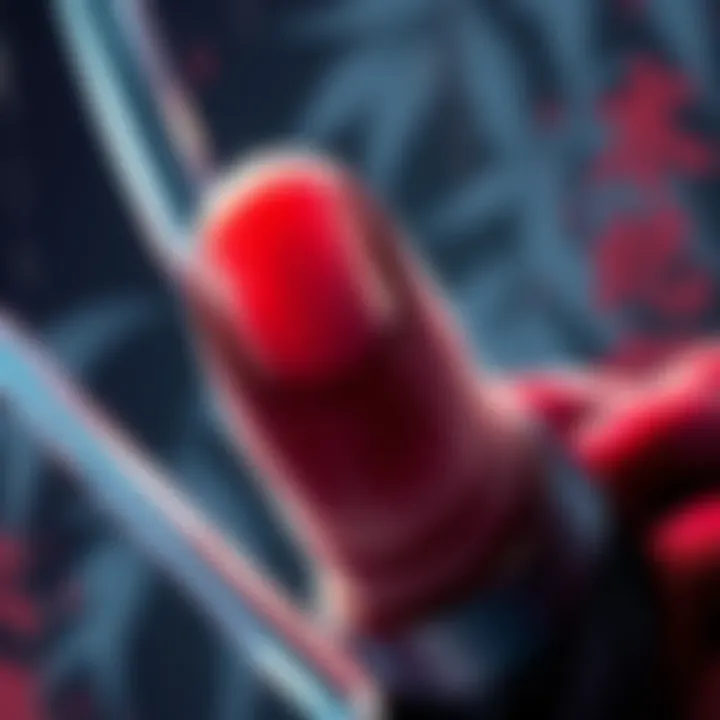 Close-up of Musashi's thumb showing unusual bamboo-like texture