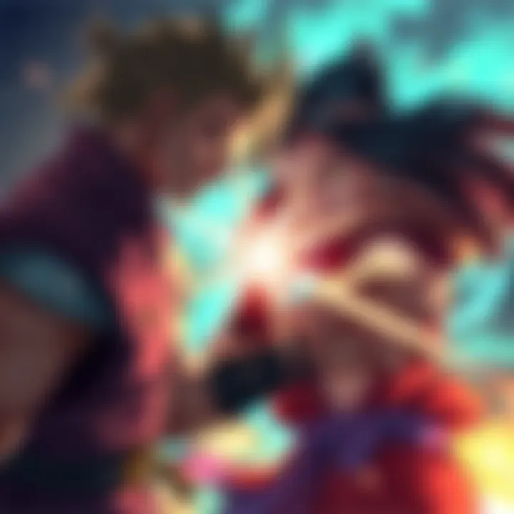 Two main characters from Baki Rahen 64 engaged in an intense battle, showcasing their unique fighting styles and expressions of determination.