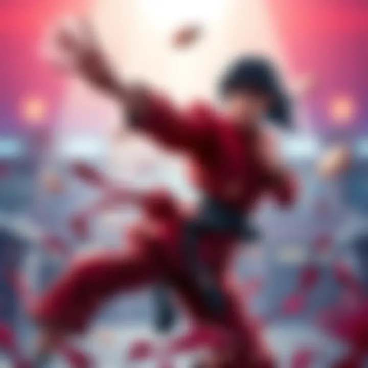 Baki Fighting Pose An action-packed scene showcasing a character from Baki in a dynamic fighting pose, highlighting strength and agility.