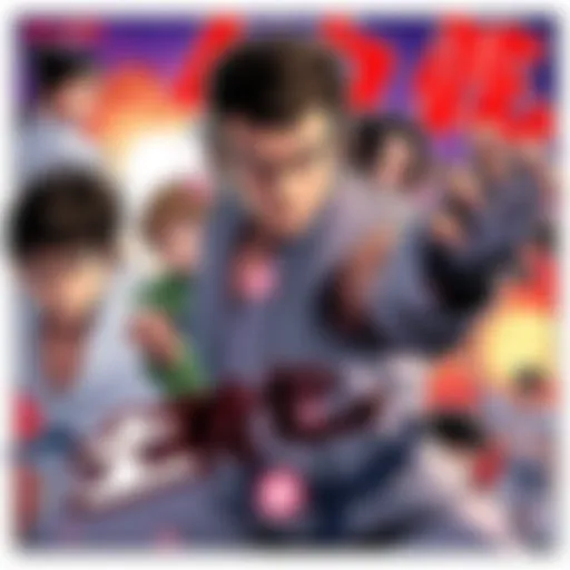 A dynamic scene featuring characters from Baki, showcasing martial arts action and intense expressions, symbolizing the series' popularity and influence in manga culture.