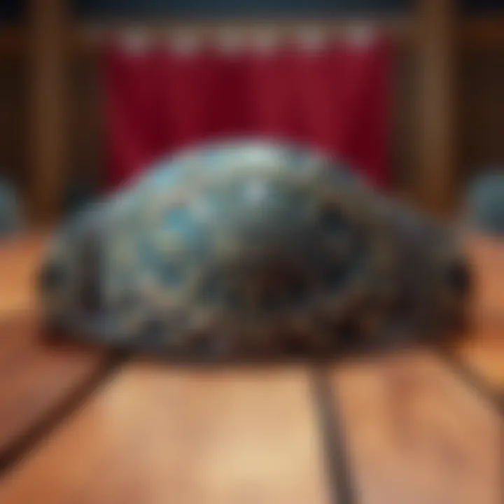 A close-up of Baki's pankration belt resting on a wooden table, symbolizing its significance after the tournament.