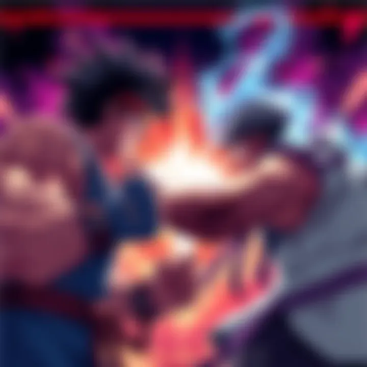 Baki from Baki the Grappler and Akaza from Demon Slayer confront each other in a dramatic combat scene, showcasing their distinct fighting styles and intense expressions.