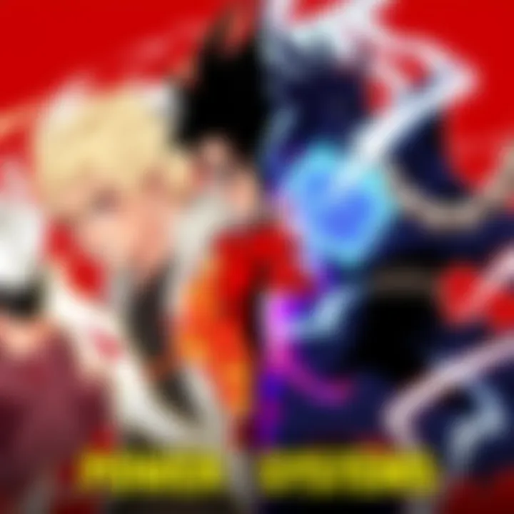 Baki and Jujutsu Kaisen Power Systems A split image showing characters from Baki on one side and characters from Jujutsu Kaisen on the other, representing their unique power systems in a dynamic pose.