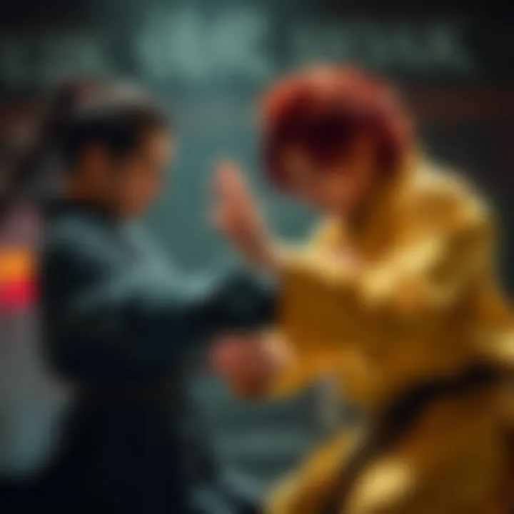 Baki and Yuji face off in a martial arts duel, showcasing their determination and skills as they prepare to master the black flash technique.