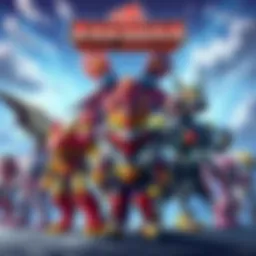 A group of Bakugan Battle Brawlers characters stands together, showcasing their distinct designs and vibrant colors, with Bakugans in their transformed forms.