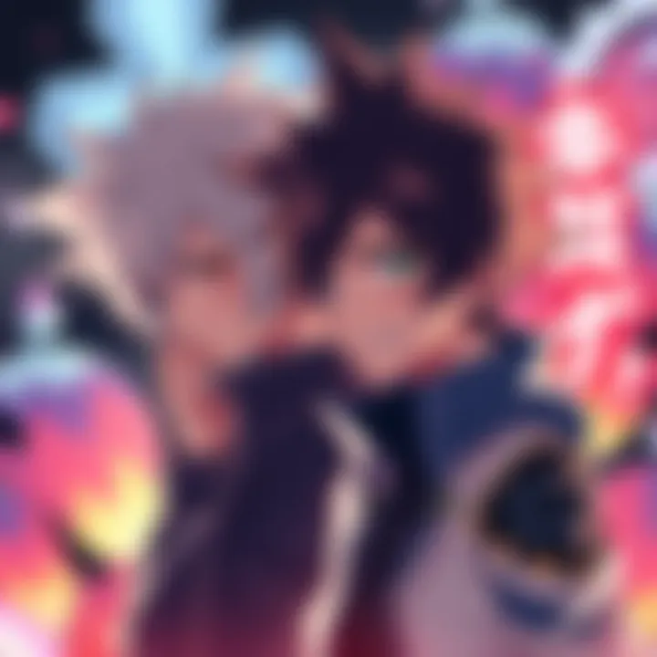 Illustration showing Bakugo and Kiri with expressions depicting anger, kindness, and calmness.